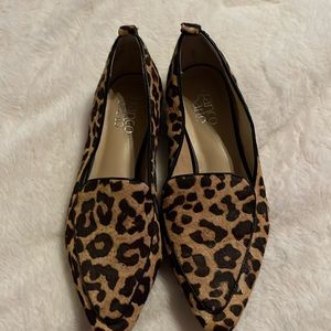 Franco Sarto | Pointed Toe Flats Leopard Print Cow Hair Size 8